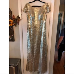 Gold sequenced bridesmaid dress